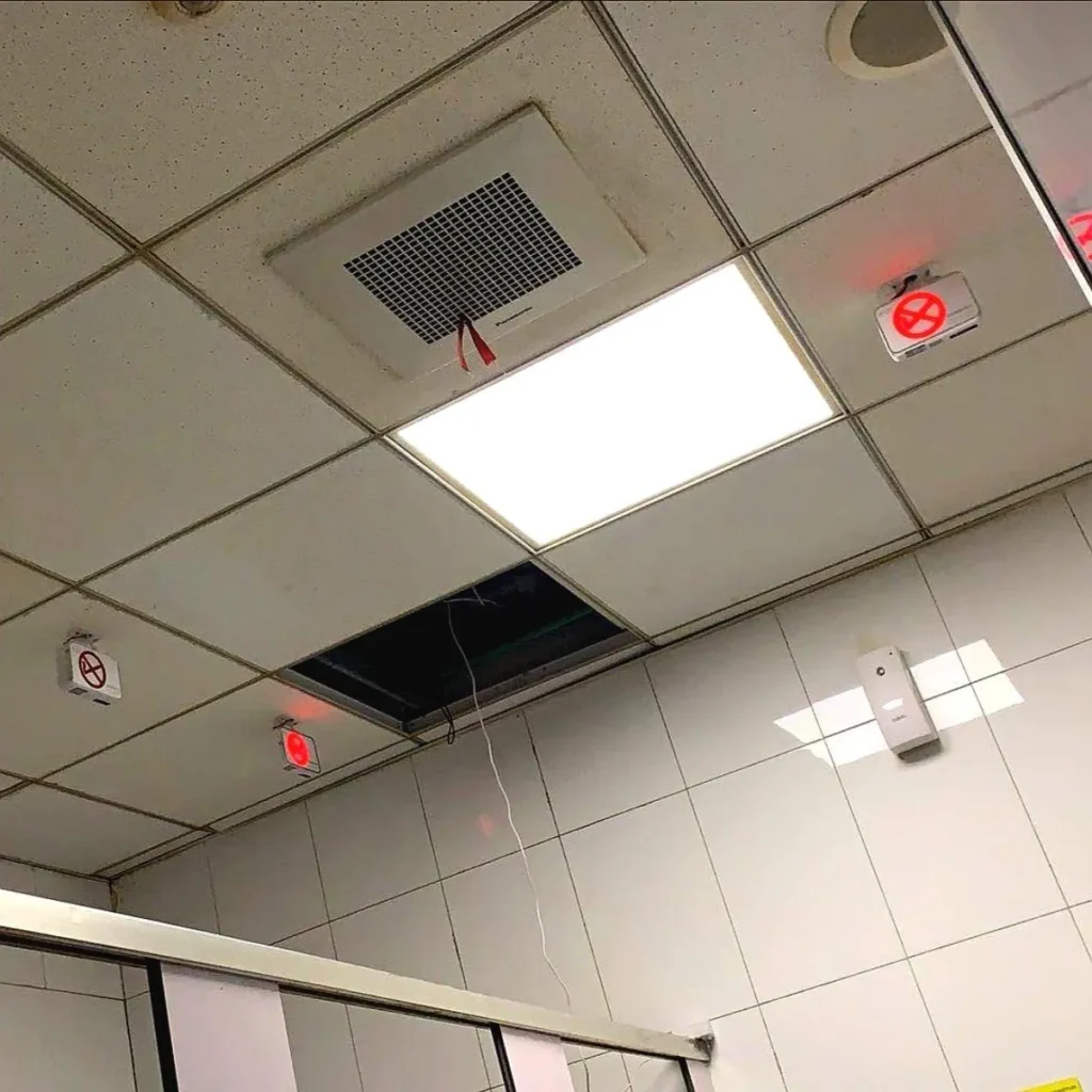 Integrated Ceiling Fire Sensors and Surveillance Cameras