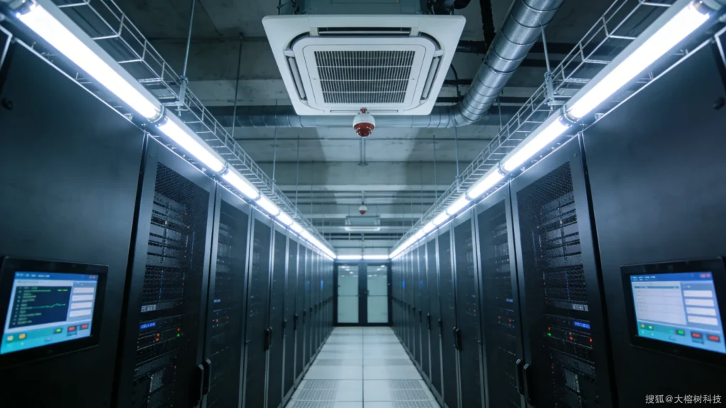 Secure Data Center Aisle with Managed Server Cabinets