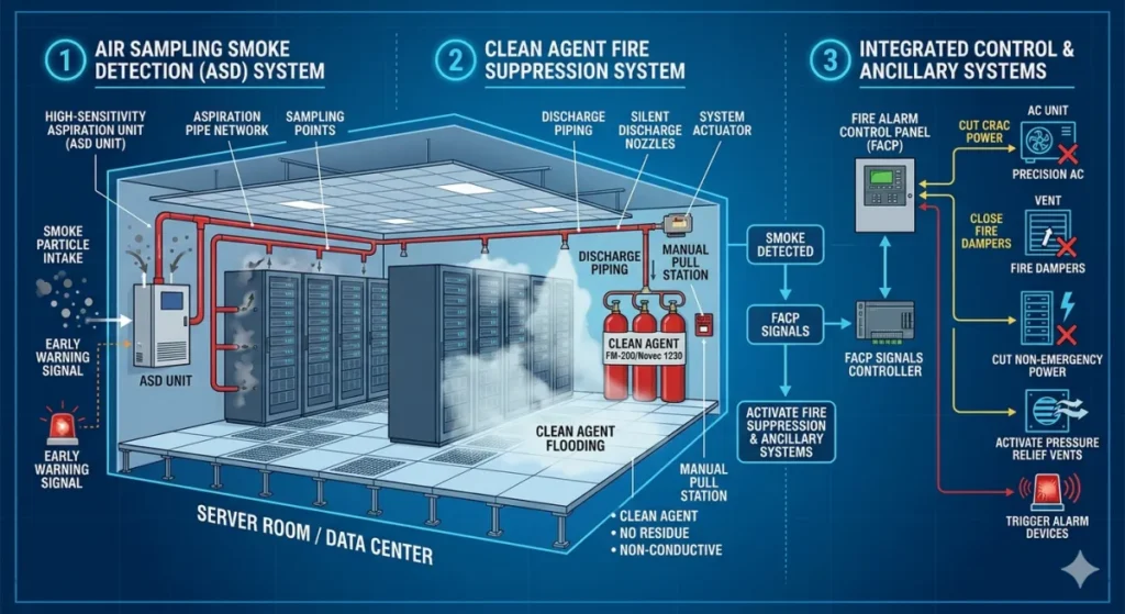 Automated Data Center Fire Suppression System Diagram