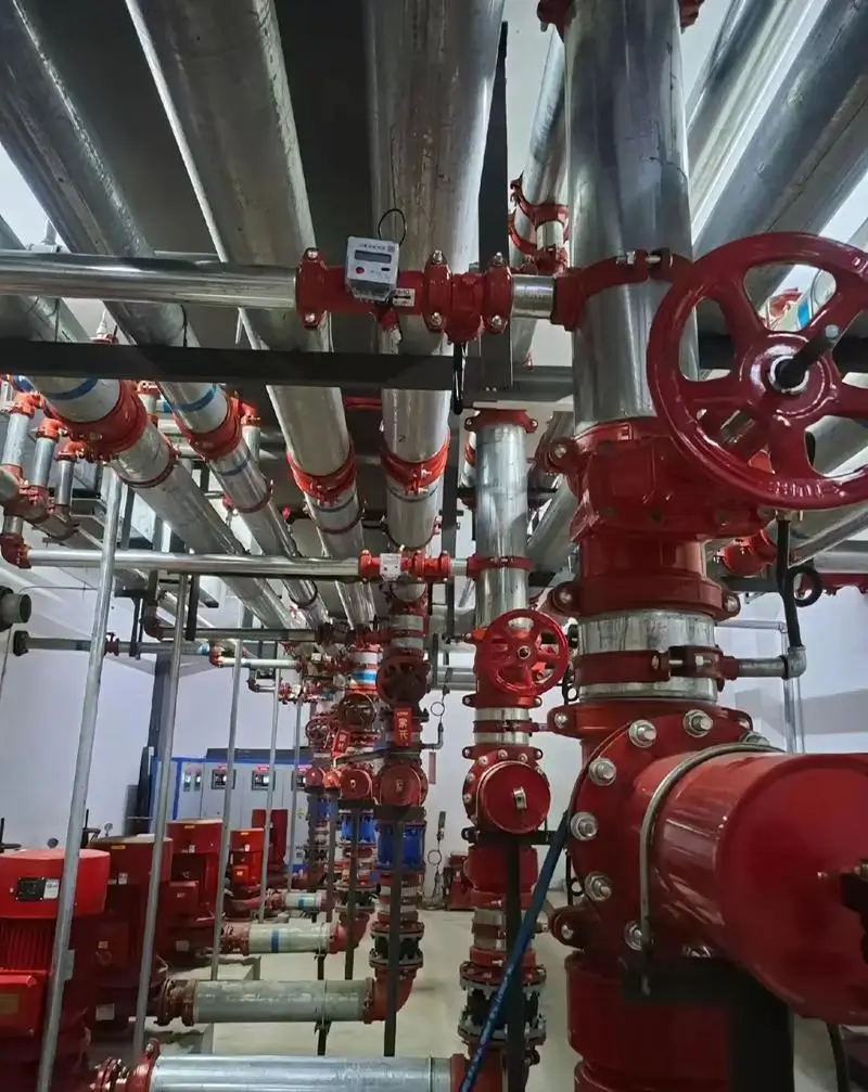 Commercial fire sprinkler system piping installation for industrial and manufacturing buildings